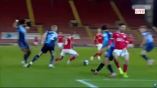 ENG LCH Barnsley Vs Wycombe Wanderers Cauley Woodrow Goal in 60 min, Score 2:1