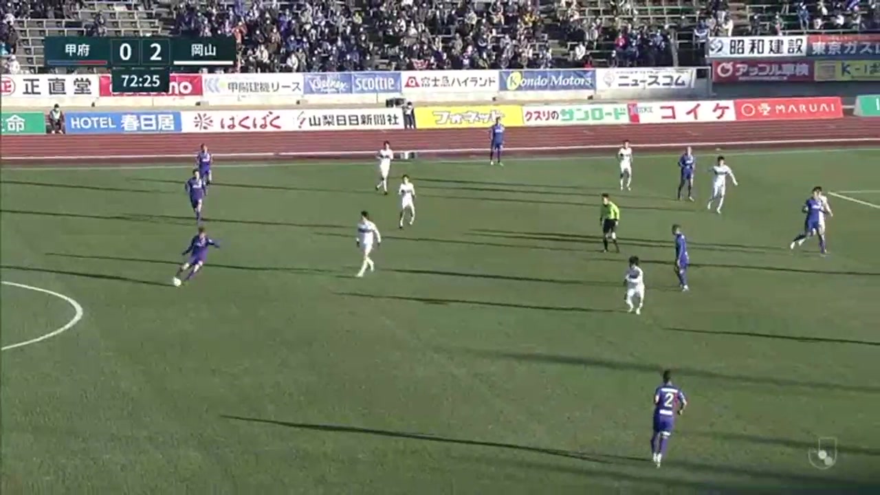 JPN D2 Ventforet Kofu Vs Fagiano Okayama 72 ทำประตู  ประตู, ทำคะแนน 1:2