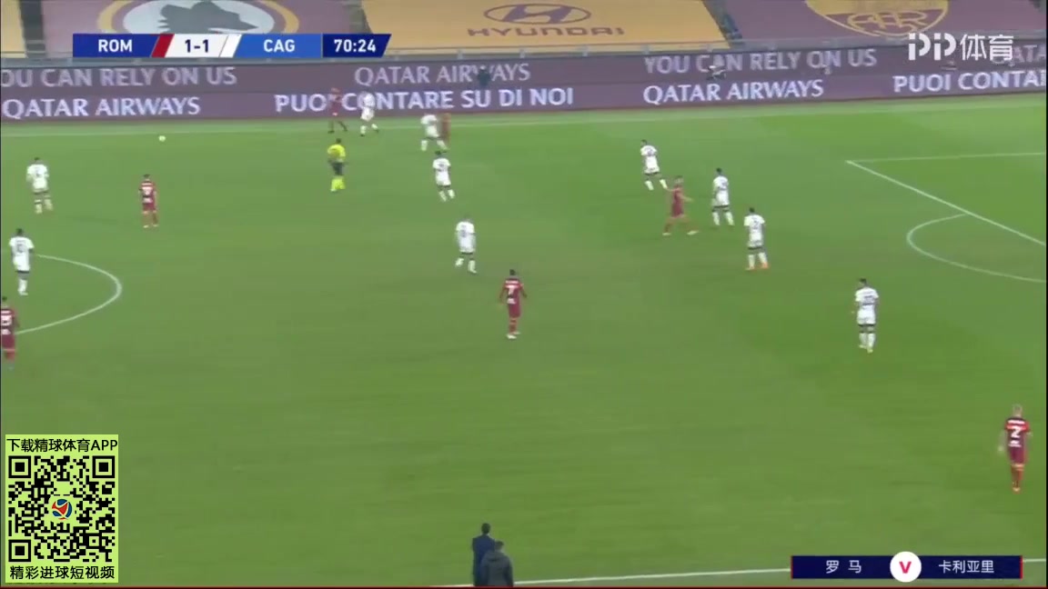 Serie A AS Roma Vs Cagliari  Goal in 71 min, Score 2:1