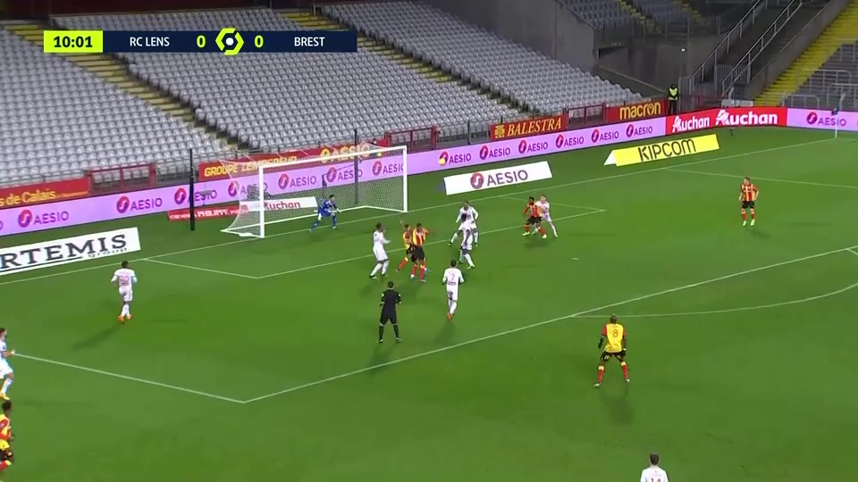 Ligue1 Lens Vs Stade Brestois Arnaud Kalimuendo Muinga Goal in 9 min, Score 1:0