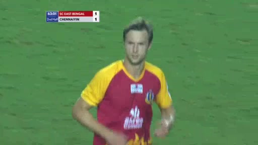 ISL East Bengal Vs Chennai Titans 64 phút Vào, ghi bàn 1:2