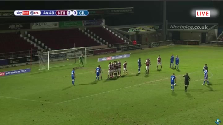 ENG L1 Northampton Town Vs Gillingham  Goal in 44 min, Score 2:1