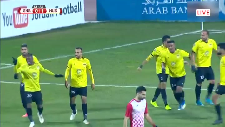 JOR D1 Shabab AlOrdon Vs Al Hussein Irbid  Goal in 13 min, Score 0:1