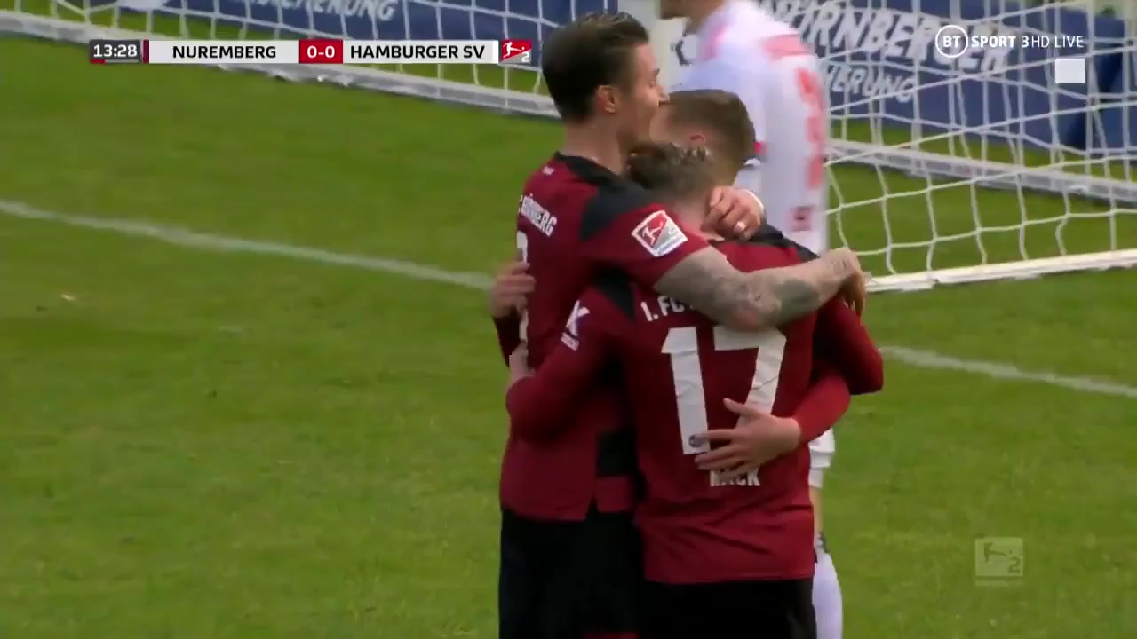 GER D2 Nurnberg Vs Hamburger SV 14 phút Fabian NuernbergerVào, ghi bàn 1:0