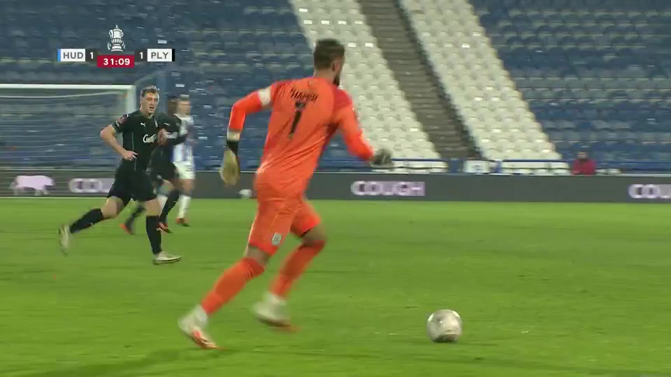 ENG FAC Huddersfield Town Vs Plymouth Argyle Aaron Rowe Goal in 31 min, Score 2:1