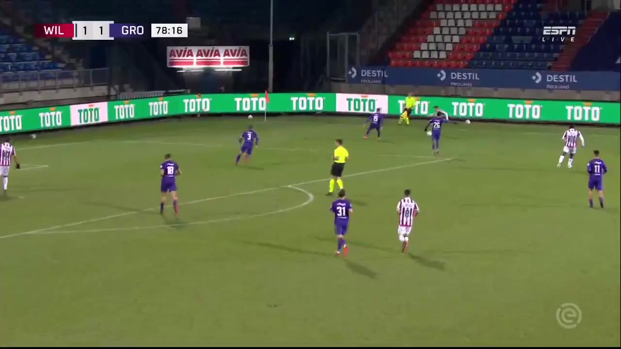 HOL D1 Willem II Vs Groningen Evangelos Pavlidis Goal in 78 min, Score 2:1