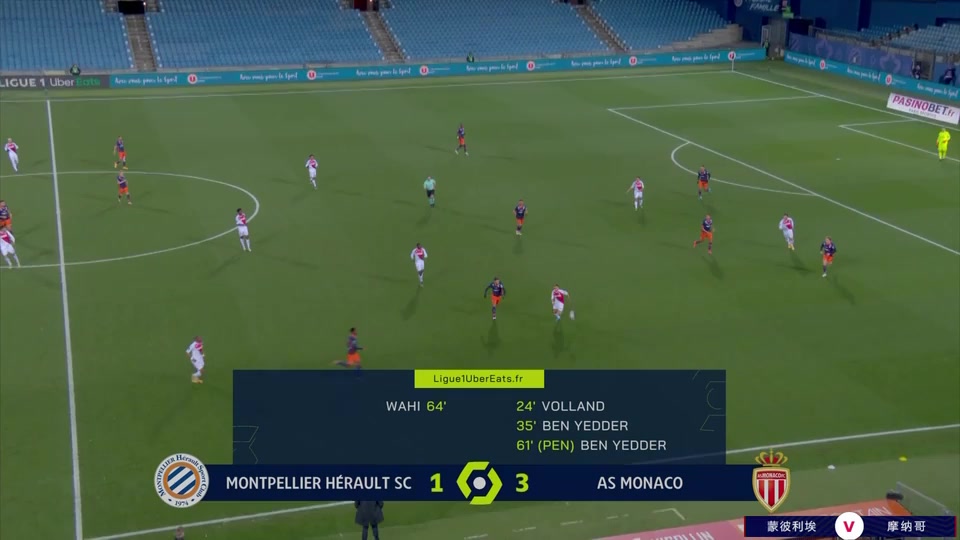 11 Montpellier Vs Monaco 62 skor gol Sepe Elye Wahi, skor 1:3