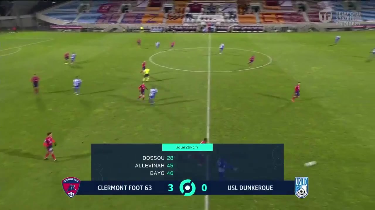 12 Clermont Vs USL Dunkerque 46 skor gol Mohamed Bayo, skor 3:0