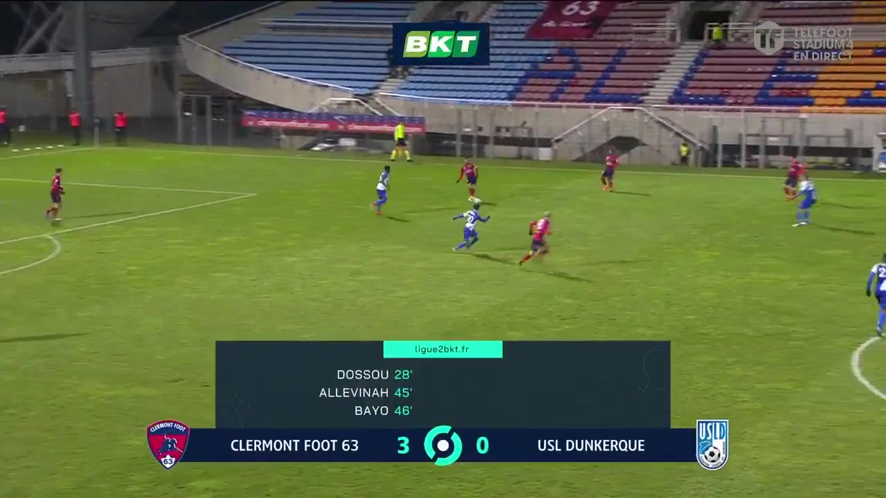 12 Clermont Vs USL Dunkerque 57 skor gol Mohamed Bayo, skor 4:0