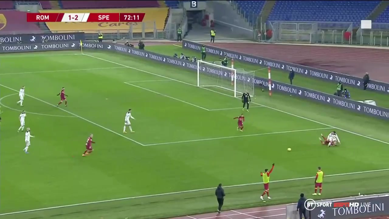 ITA Cup AS Roma Vs Spezia Henrik Mkhitaryan Goal in 72 min, Score 2:2