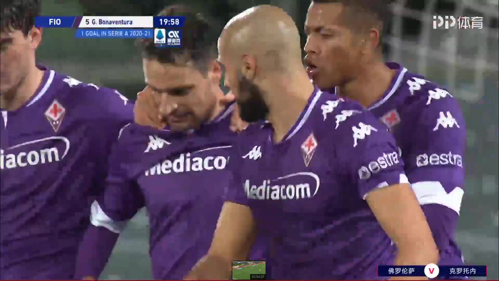 Serie A Fiorentina Vs Crotone 20 phút Giacomo BonaventuraVào, ghi bàn 1:0