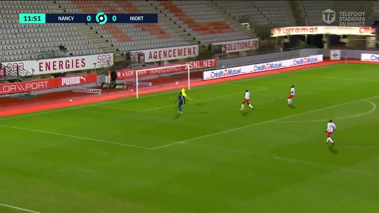 FRA D2 Nancy Vs Chamois Niortais Pape Ibnou Ba Goal in 11 min, Score 0:1