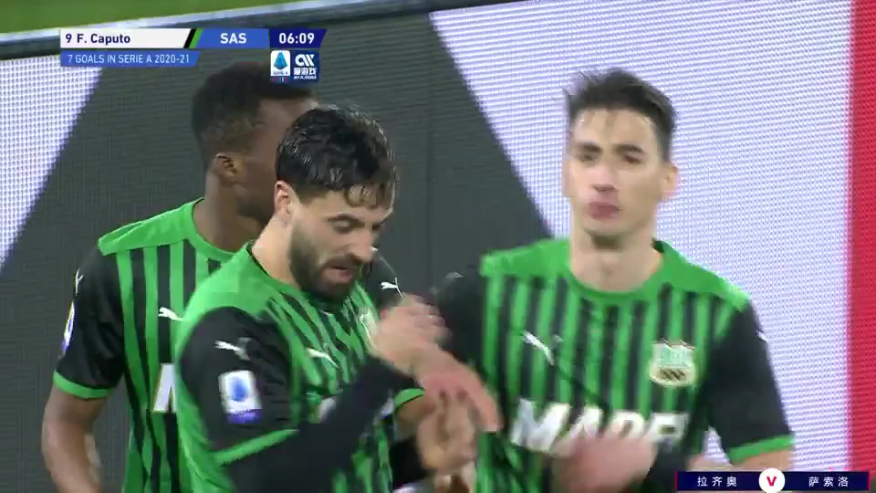 Serie A Lazio Vs Sassuolo Francesco Caputo Goal in 6 min, Score 0:1