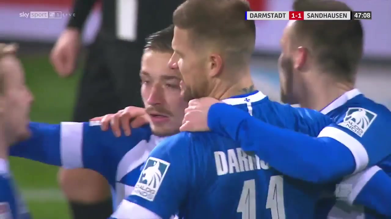 GER D2 Darmstadt Vs SV Sandhausen Marvin Mehlem Goal in 48 min, Score 2:1