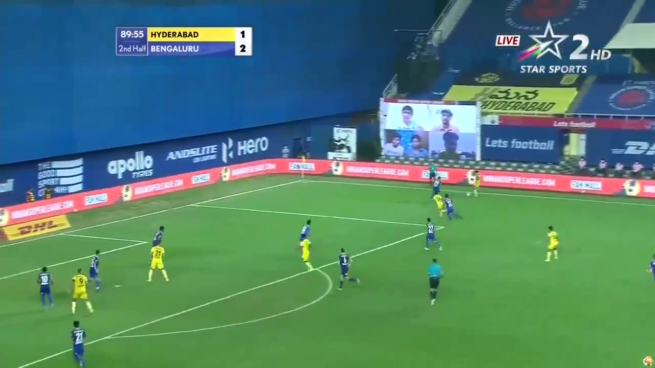 ISL Hyderabad FC Vs Bengaluru Francisco Sandaza Goal in 91 min, Score 2:2