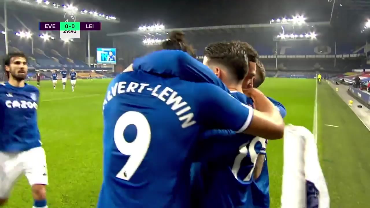 EPL Everton Vs Leicester City James David Rodriguez Goal in 29 min, Score 1:0