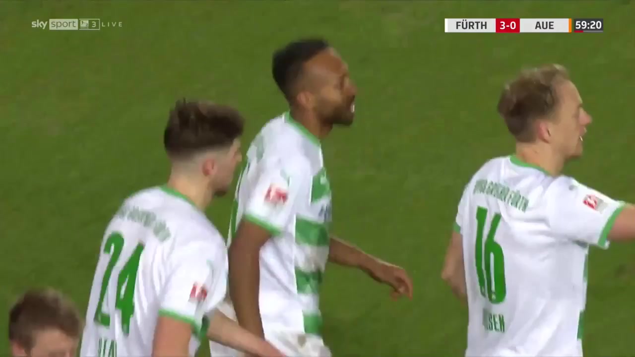 GER D2 Greuther Furth Vs Erzgebirge Aue Julian Green Goal in 59 min, Score 3:0