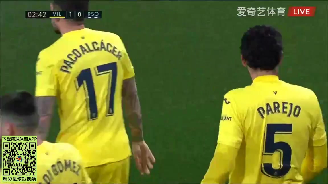 Laliga1 Villarreal Vs Real Sociedad Daniel Parejo Munoz,Parejo Goal in 2 min, Score 1:0