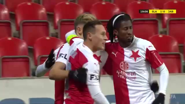 CZE D1 Slavia Praha Vs Baumit Jablonec 19 ทำประตู Abdallah Dipo Sima ประตู, ทำคะแนน 1:0