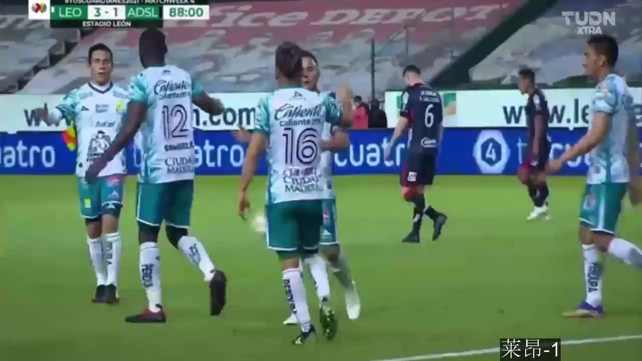 MEX D1 Club Leon Vs Atletico San Luis 88 phút Jean David Meneses VillarroelVào, ghi bàn 3:1
