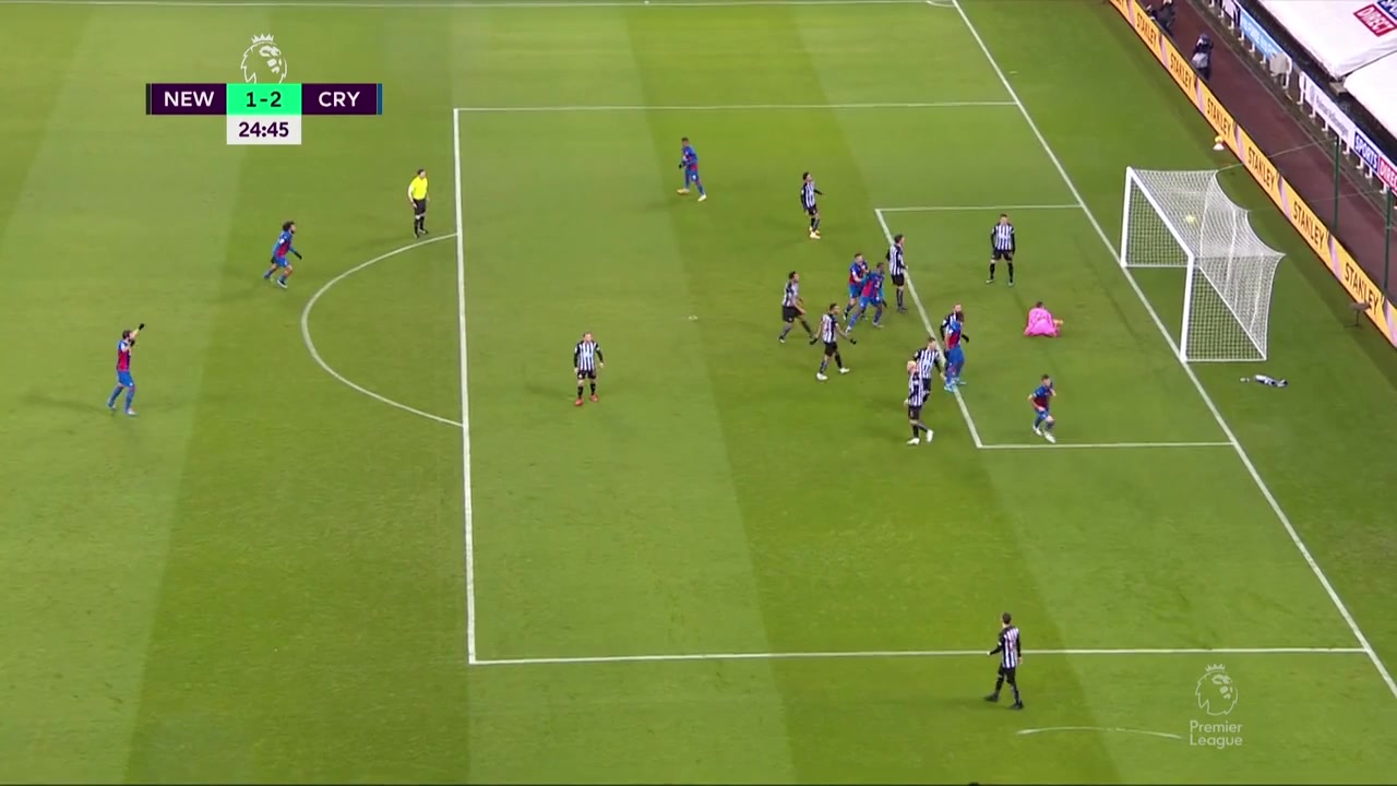 EPL Newcastle United Vs Crystal Palace Gary Cahill Goal in 24 min, Score 1:2