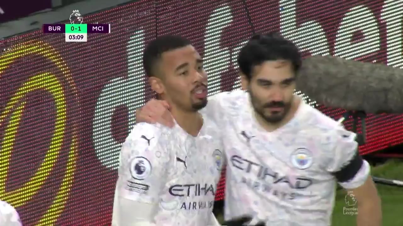 EPL Burnley Vs Manchester City Gabriel Fernando de Jesus Goal in 2 min, Score 0:1