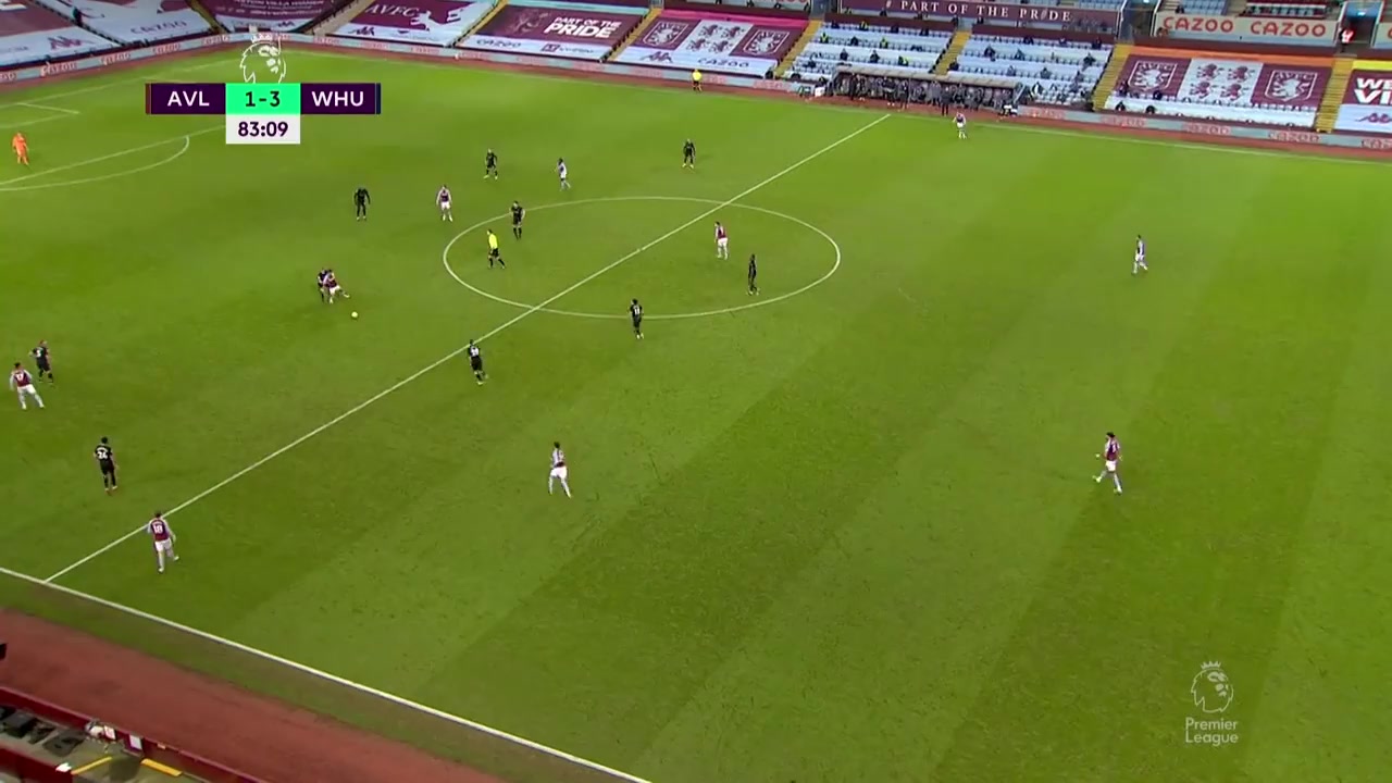 EPL Aston Villa Vs West Ham United  Goal in 84 min, Score 1:3