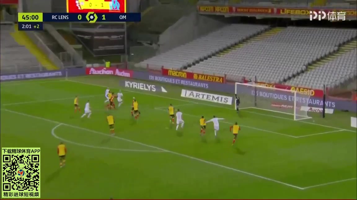 Ligue1 Lens Vs Marseille Arkadiusz Milik Goal in 45+ min, Score 0:2