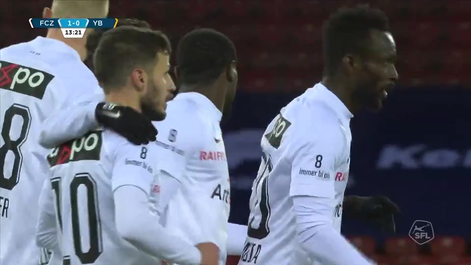 SUI Sl FC Zurich Vs Young Boys 13 phút Tosin AiyegunVào, ghi bàn 1:0