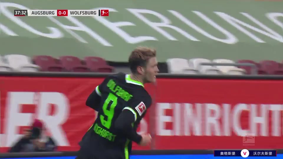 Bundesliga Augsburg Vs VfL Wolfsburg 37 ทำประตู Wout Weghorst ประตู, ทำคะแนน 0:1