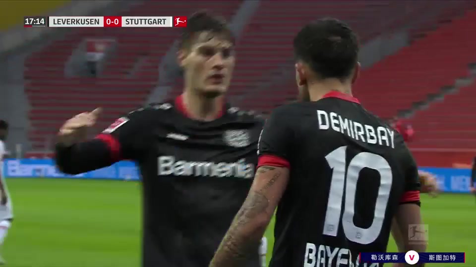 8 Bayer Leverkusen Vs VfB Stuttgart 16 skor gol Kerem Demirbay, skor 1:0