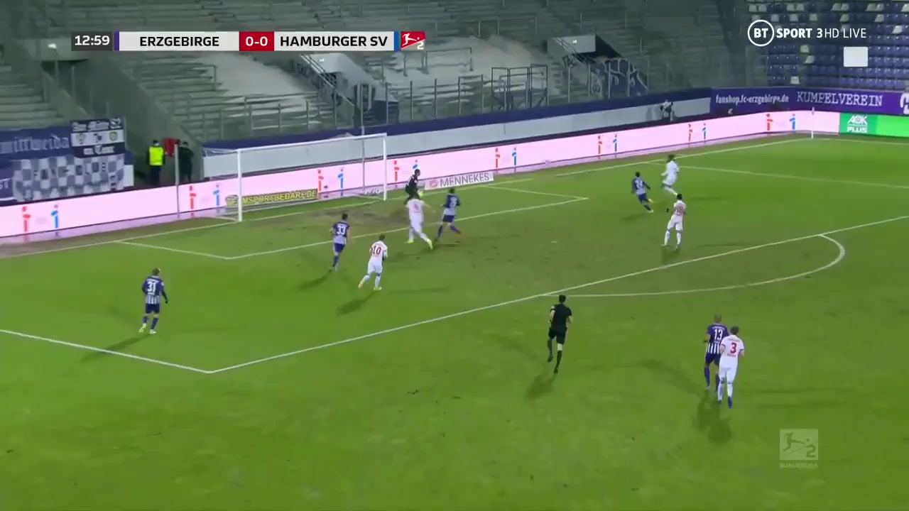 GER D2 Erzgebirge Aue Vs Hamburger SV Simon Terodde Goal in 12 min, Score 0:1