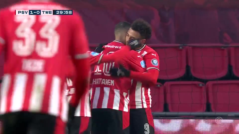 HOL D1 PSV Eindhoven Vs FC Twente Enschede Donyell Malen Goal in 29 min, Score 1:0