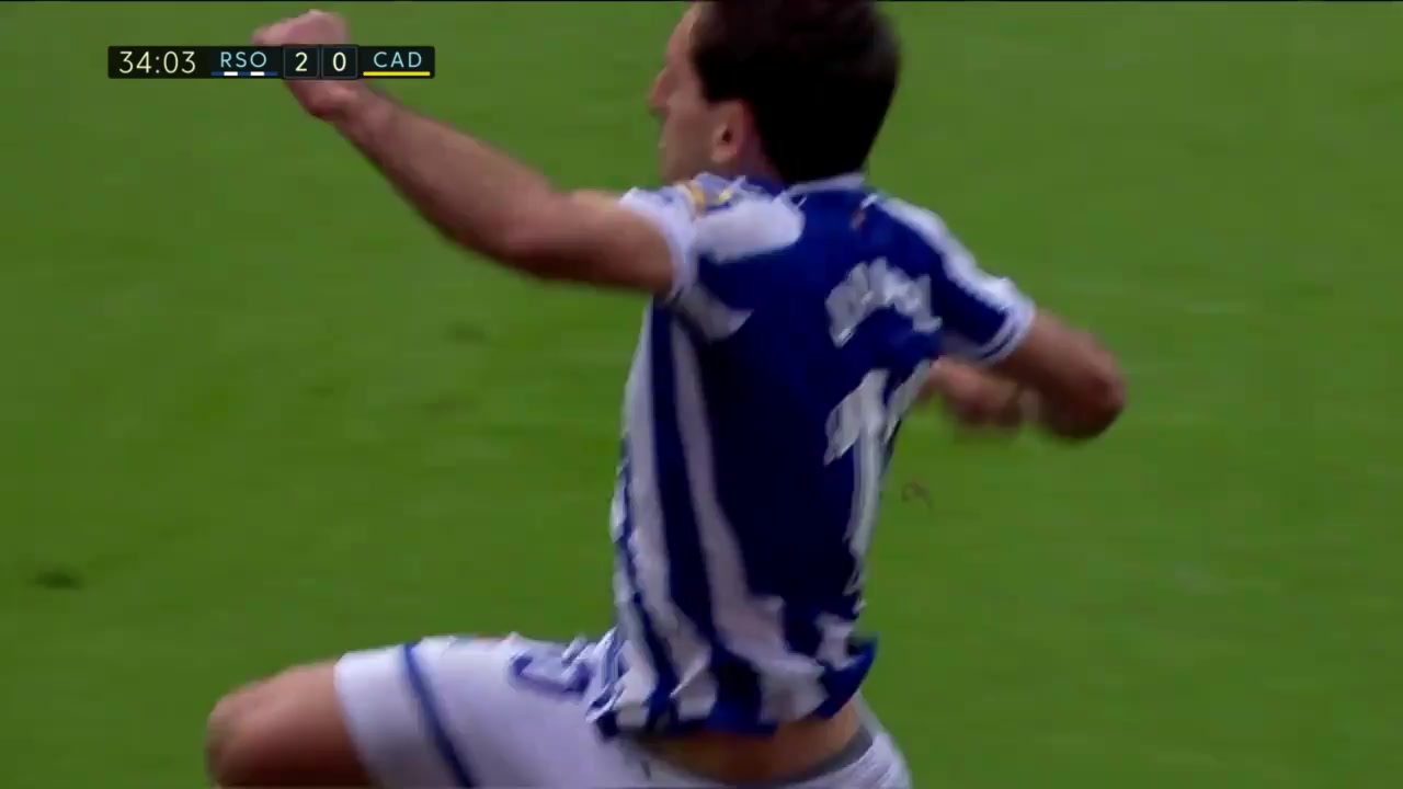 Laliga1 Real Sociedad Vs Cadiz Mikel Oyarzabal Goal in 34 min, Score 2:0