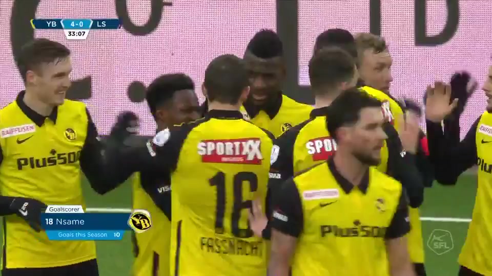 SUI Sl Young Boys Vs Lausanne Sports 32 phút Jean Pierre NsameVào, ghi bàn 4:0