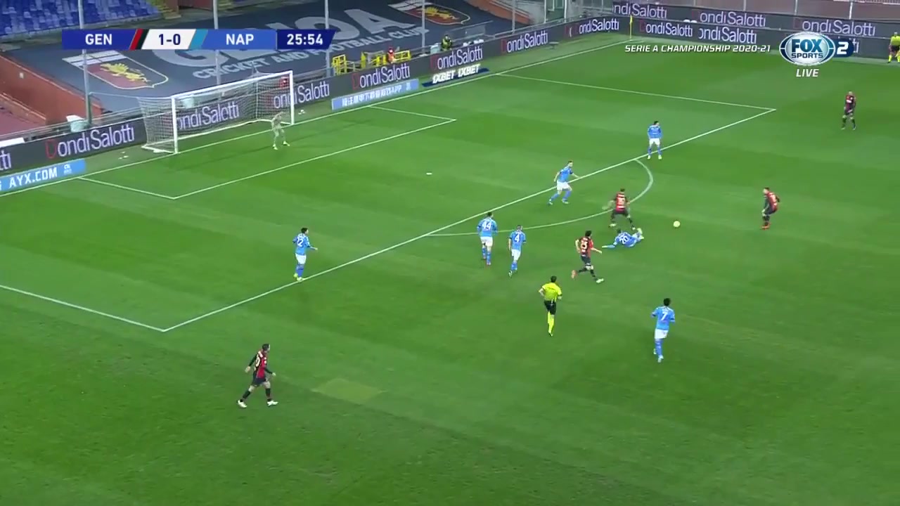 Serie A Genoa Vs Napoli Goran Pandev Goal in 25 min, Score 2:0