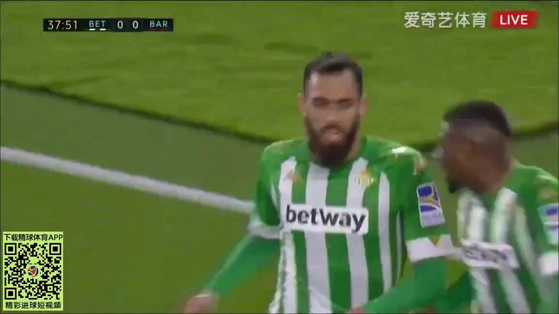 Laliga1 Real Betis Vs FC Barcelona 37 ทำประตู Borja Iglesias Quintas ประตู, ทำคะแนน 1:0