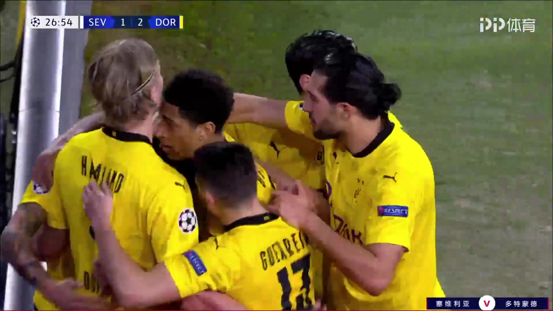 UEFA CL Sevilla Vs Borussia Dortmund 26 phút Erling HaalandVào, ghi bàn 1:2