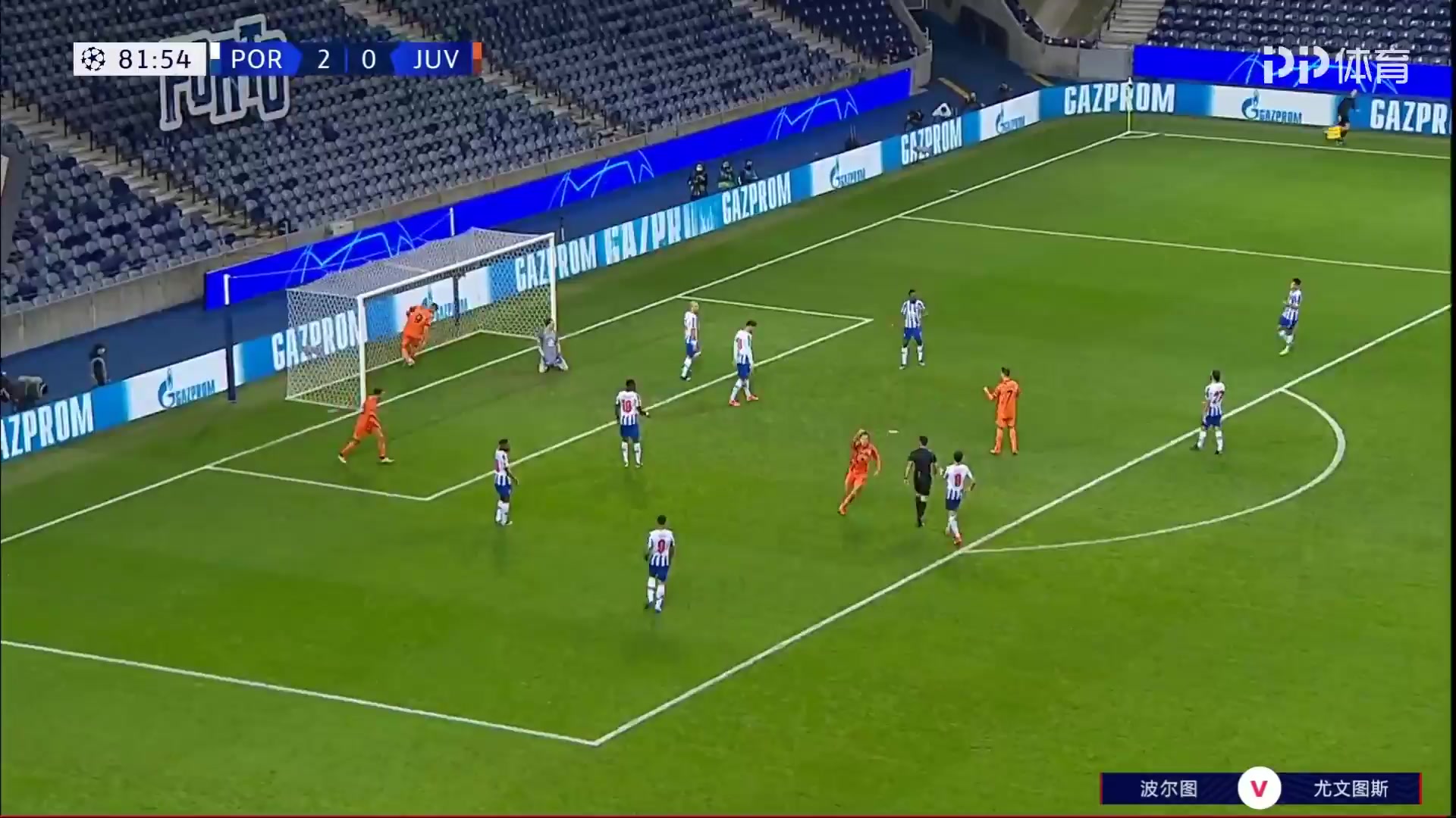 UEFA CL FC Porto Vs Juventus Federico Chiesa Goal in 83 min, Score 2:1