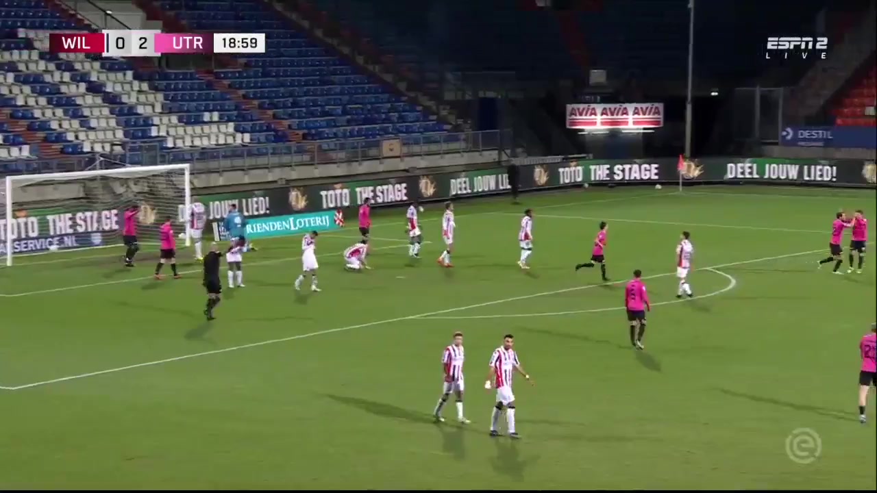 HOL D1 Willem II Vs FC Utrecht Sander van der Streek Goal in 19 min, Score 0:3