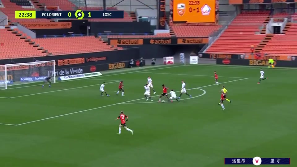 11 Lorient Vs Lille 22 skor gol Jerome Hergault, skor 1:1