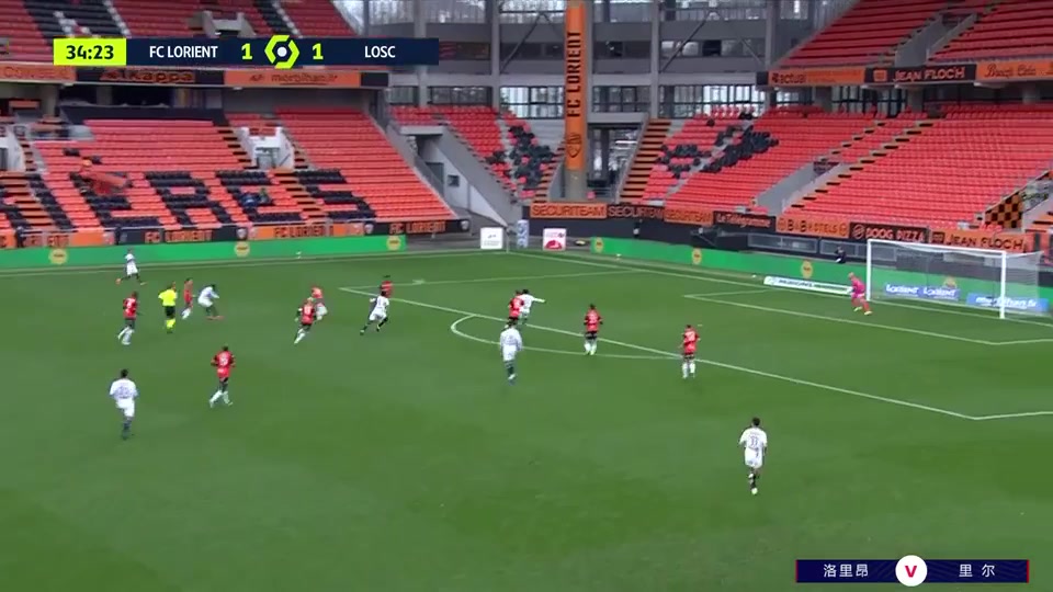 11 Lorient Vs Lille 34 skor gol , skor 1:2