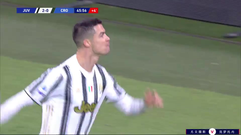 Serie A Juventus Vs Crotone Cristiano Ronaldo dos Santos Aveiro Goal in 45+ min, Score 2:0