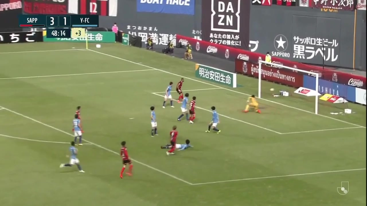 JPN D1 Consadole Sapporo Vs Yokohama FC Takuro Kaneko Goal in 45+ min, Score 4:1