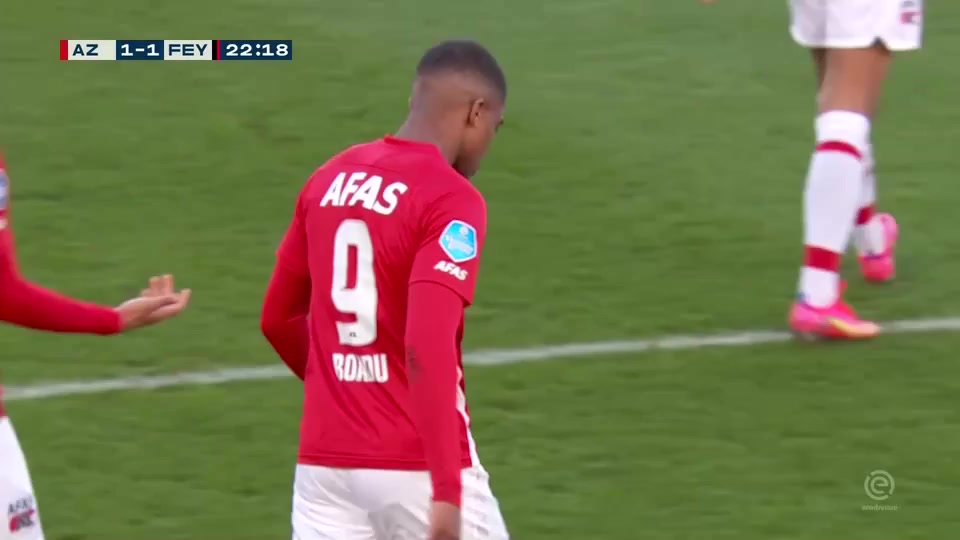 HOL D1 AZ Alkmaar Vs Feyenoord Myron Boadu Goal in 21 min, Score 1:1