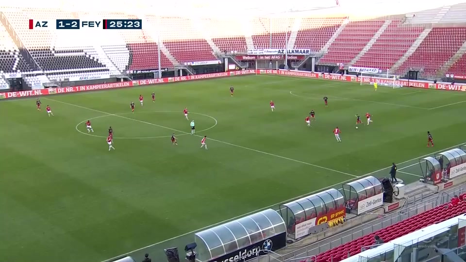 HOL D1 AZ Alkmaar Vs Feyenoord Luis Sinisterra Goal in 24 min, Score 1:2