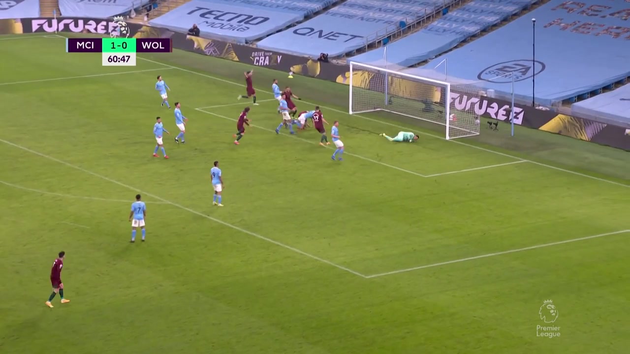 36 Manchester City Vs Wolves 62 skor gol Conor Coady, skor 1:1
