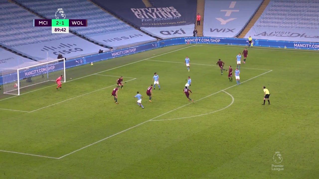 36 Manchester City Vs Wolves 91 skor gol Gabriel Fernando de Jesus, skor 3:1