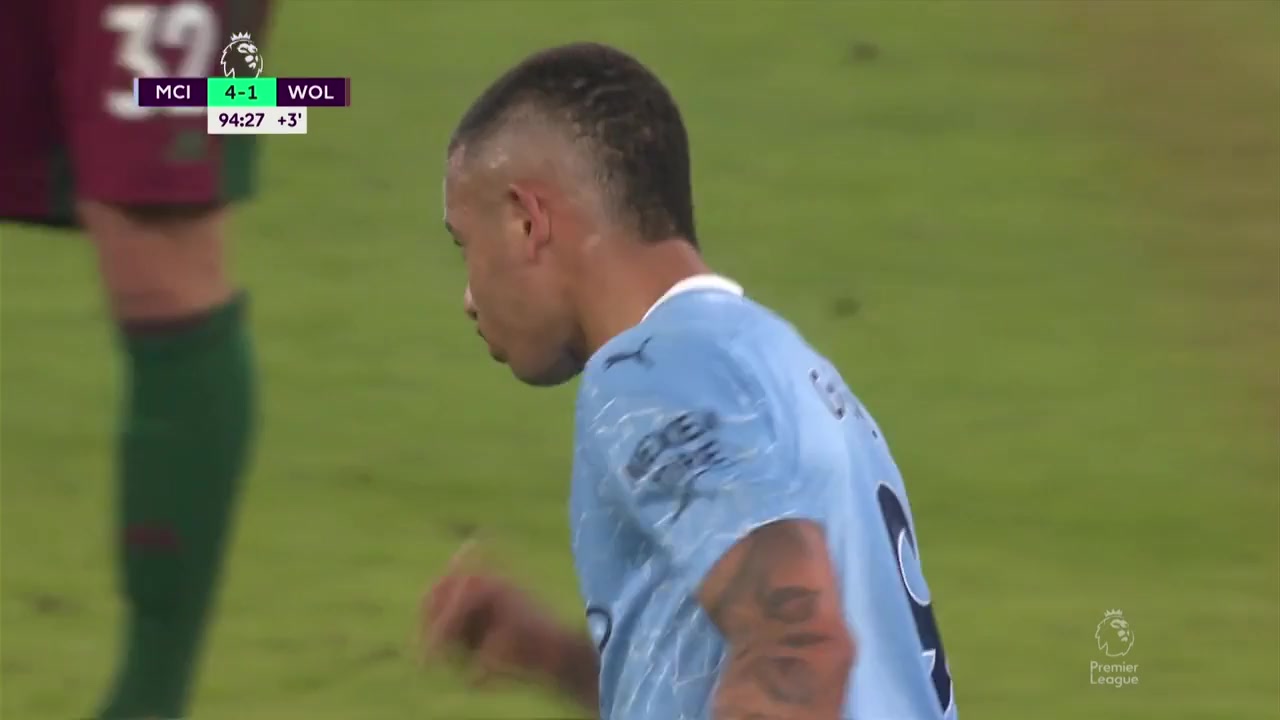 36 Manchester City Vs Wolves 95 skor gol , skor 4:1