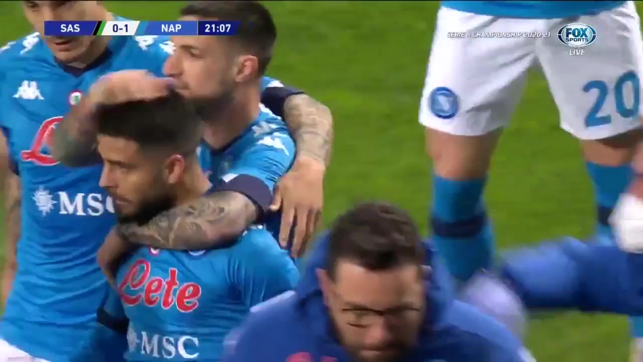 Serie A Sassuolo Vs Napoli Lorenzo Insigne Goal in 20 min, Score 0:1